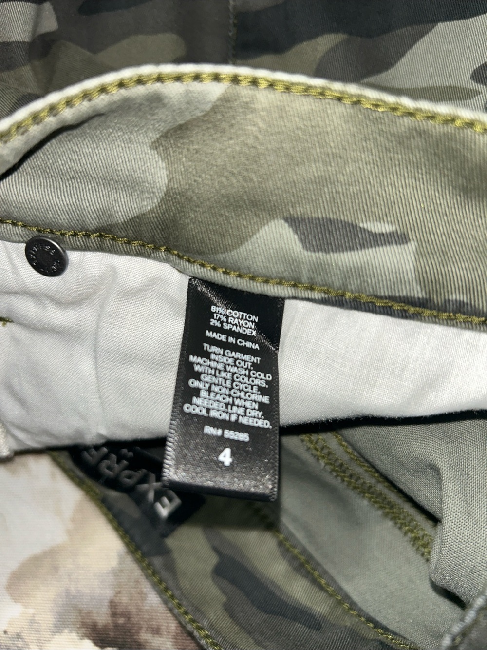 Express Olive Green Camo Denim Mini Skirt - Picture 3 of 6